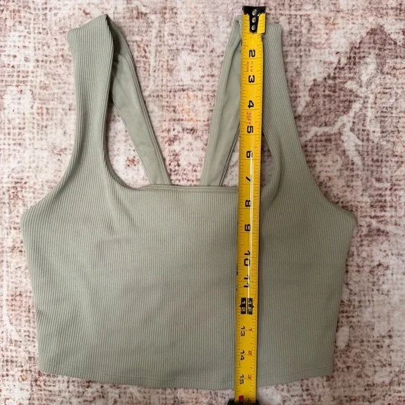 ALO Yoga Ribbed crop tank with built in Bra in light sage green. Size small - Picture 15 of 16